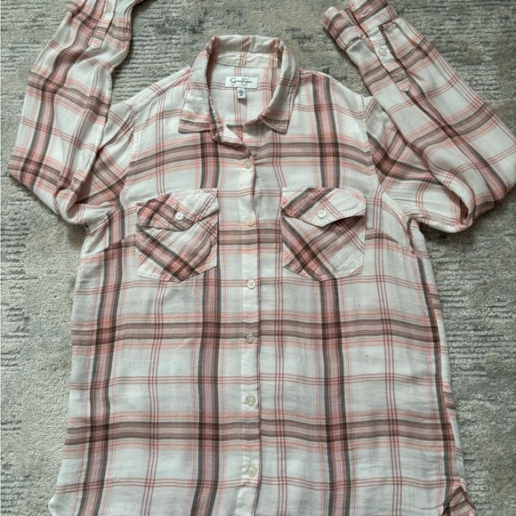Jessica Simpson Long Sleeve Button Down Plaid Size S - Picture 6 of 11